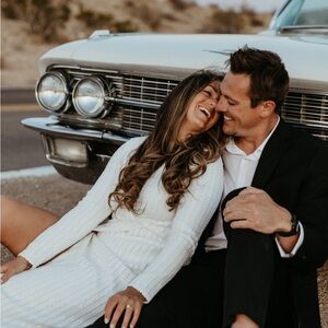 Elegant White Long Beaded/Sequin Sleeve Dress